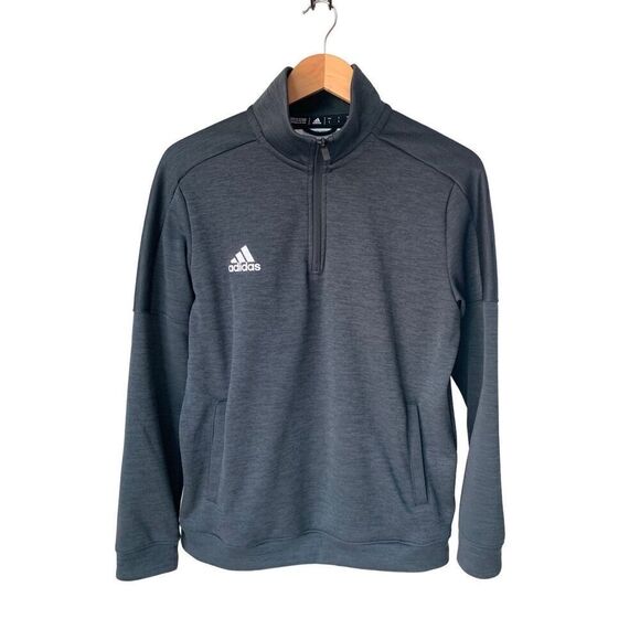 Adidas Climalite Gray 1/4 Zip Collated Training Fleece Sweatshirt - Picture 1 of 8